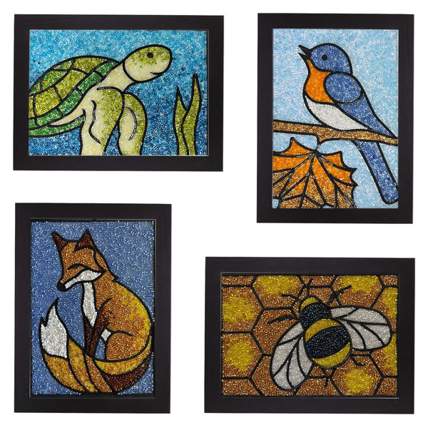 Sabrina Frey Bead Mosaic™ Party Box, glass / medium-density fiberboard / glue, pkg/1, multicolored 4 kits (5x7 inches). image number 0