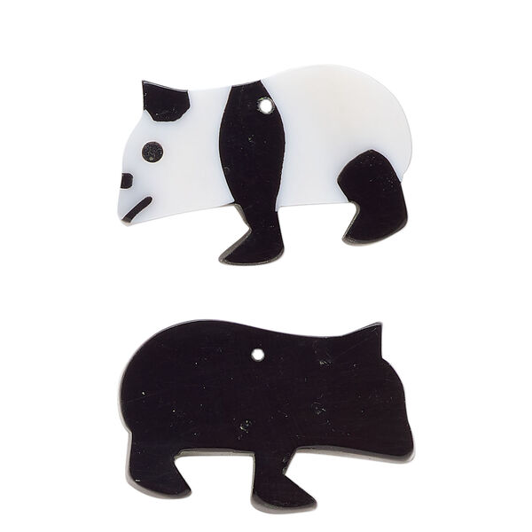 Kabibe shell 1pkg1, panda drop white and black 24x16mm image number 0
