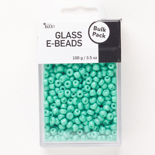 Seed bead, glass, pkg/100g, opaque mint teal, #6 round. image number 0