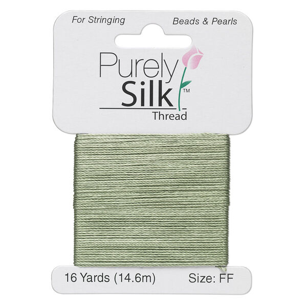 Thread, Purely Silk™, dark green, size FF. Sold per 16-yard card. image number 0