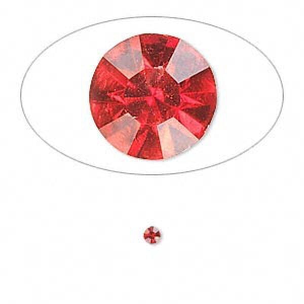 Chaton, glass rhinestone, light Siam, foil back, 2.4-2.5mm faceted round, PP18. Sold per pkg of 72. image number 0