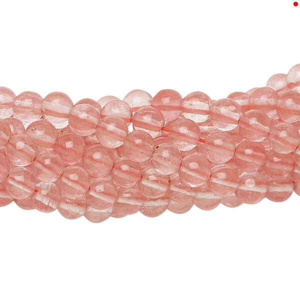 Bead, cherry "quartz" glass, 4mm round. Sold per pkg of (10) 15-1/2" to 16" strands. image number 0