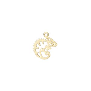 Charm Amoracast® 1pkg1 sterling silver, 11mm 2-sided cutout chameleon, brushed "vermeil" (gold finish)
