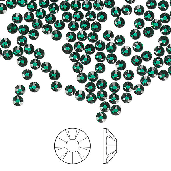 Flat back 1440pk emerald foil back, Preciosa MAXIMA Czech crystal hotfix rhinestone 2.7-2.9mm chaton rose round SS10 image number 0