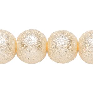 Bead, glass, opaque peach, 16mm textured round. Sold per 15-1/2" to 16" strand.