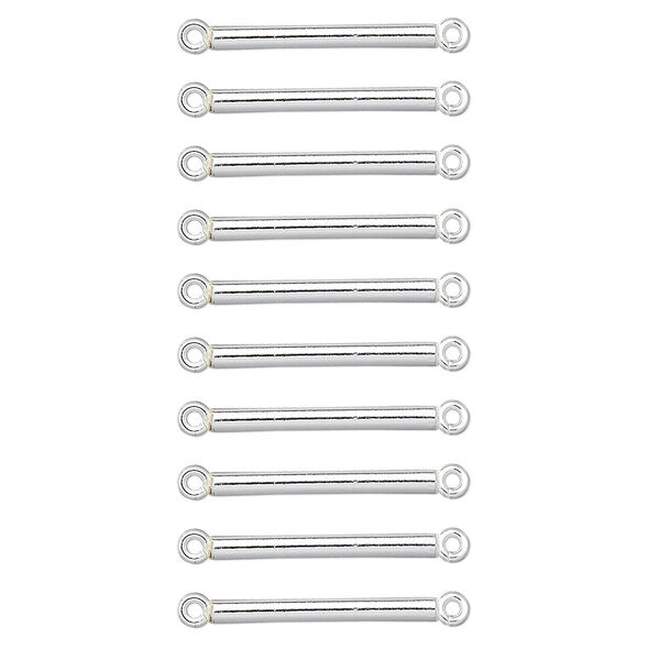 Link, sterling silver, 15x1.5mm tube. Sold per pkg of 10. image number 0