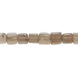 Smoky quartz 1pkg1, hand-cut uneven cube bead, 12 inch 5-6mm