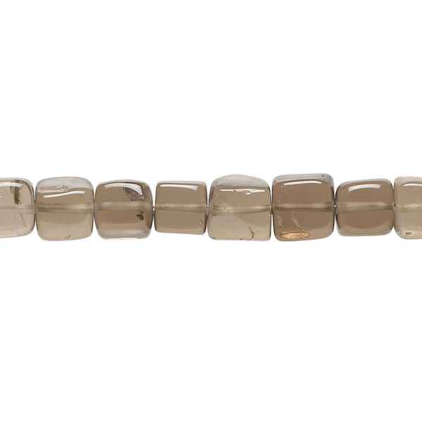 Smoky quartz 1pkg1, hand-cut uneven cube bead, 12 inch 5-6mm image number 0