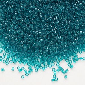 Seed bead, Delica®, glass, pkg/50g, #11 round, transparent teal (DB-1108).