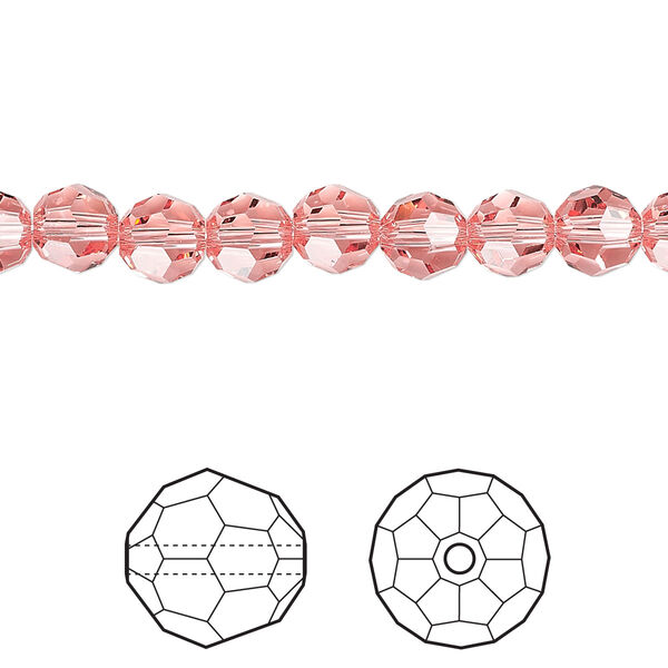 Bead 144pk rose peach, Crystal Passions® 6mm round 5000 image number 0