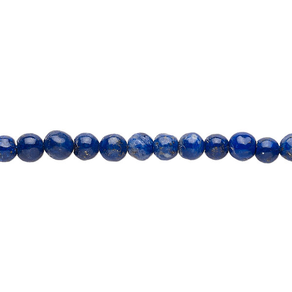 Bead, lapis lazuli (natural), 3-4mm non-uniform round, C grade, Mohs hardness 5 to 6. Sold per 15-inch strand. image number 0