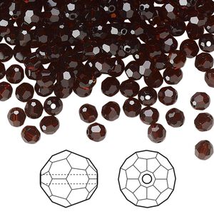 Bead 144pk smoked amber, Crystal Passions® 4mm round 5000
