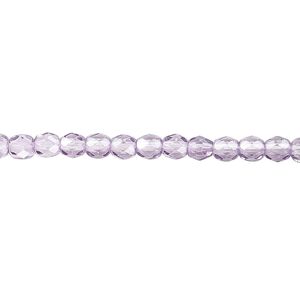 Bead, Czech fire-polished dipped décor glass, lilac, 4mm faceted round. Sold per 15-1/2" to 16" strand, approximately 100 beads.