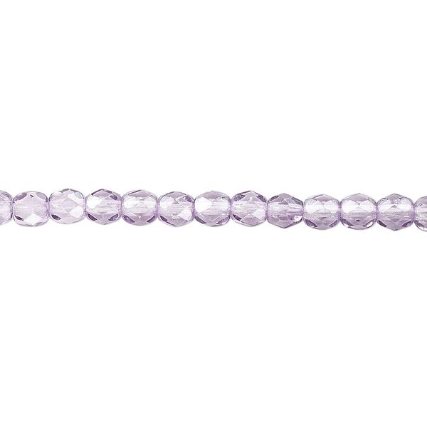 Bead, Czech fire-polished dipped décor glass, lilac, 4mm faceted round. Sold per 15-1/2" to 16" strand, approximately 100 beads. image number 0