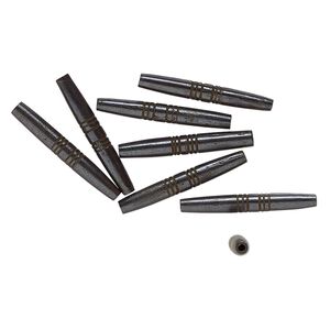 Bead, bone (dyed), black, 36x5mm-35x4.5mm tube. Sold per pkg of 8.