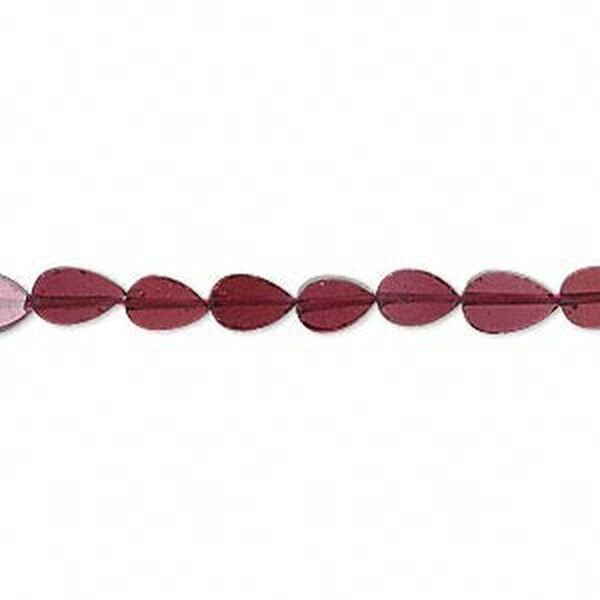 Bead, garnet (dyed), 5x3mm-7x4mm hand-cut flat teardrop, B- grade, Mohs hardness 7 to 7-1/2. Sold per 16-inch strand. image number 0