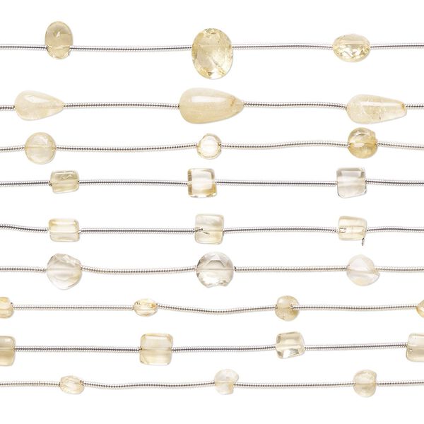 Citrine 1pkg10, hand-cut mixed shapes bead 4-1/2 inch 4x2mm-16x11mm image number 0