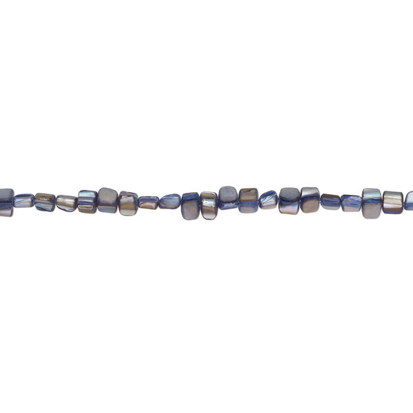 Mother-of-pearl shell 1pkg1, triangle tube bead 15 inch denim blue 7x6mm-14x8mm image number 1
