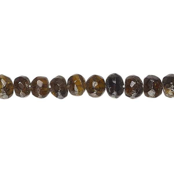 Bead, brown tourmaline (natural), dark, small hand-cut faceted pebble, Mohs hardness 7 to 7-1/2. Sold per 14-inch strand. image number 0
