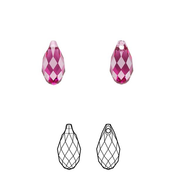 Briolette 24pk fuchsia, Crystal Passions® 11x5.5mm pendant drop 6010 image number 0