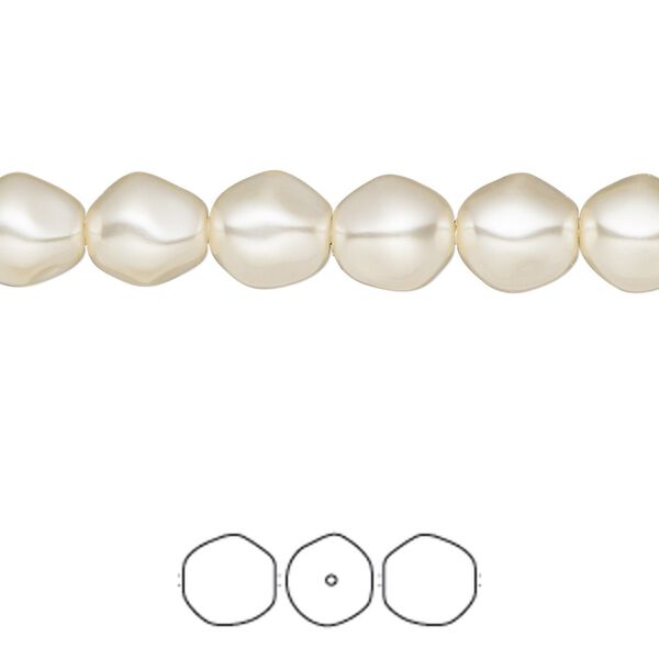 Pearl 10pk cream, Crystal Passions® 8mm baroque round 5841 image number 0