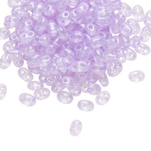 Seed bead, Preciosa Twin™ Czech glass, pkg/250g, 5x2.5mm oval, transparent lavender terra pearl clear, (08128).