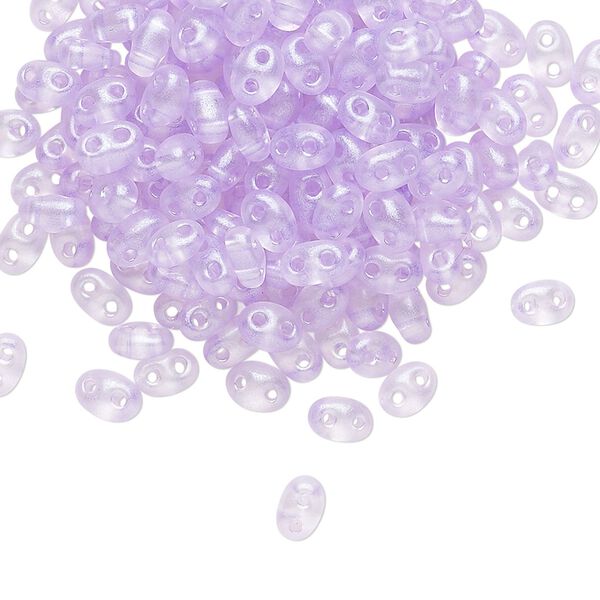Seed bead, Preciosa Twin™ Czech glass, pkg/250g, 5x2.5mm oval, transparent lavender terra pearl clear, (08128). image number 0