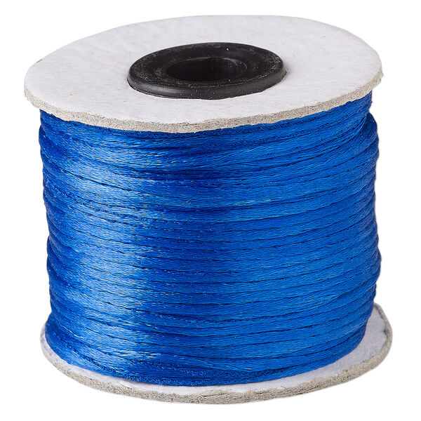 Cord, Satinique™, satin, royal blue, 1mm. Sold per 200-foot spool. image number 0