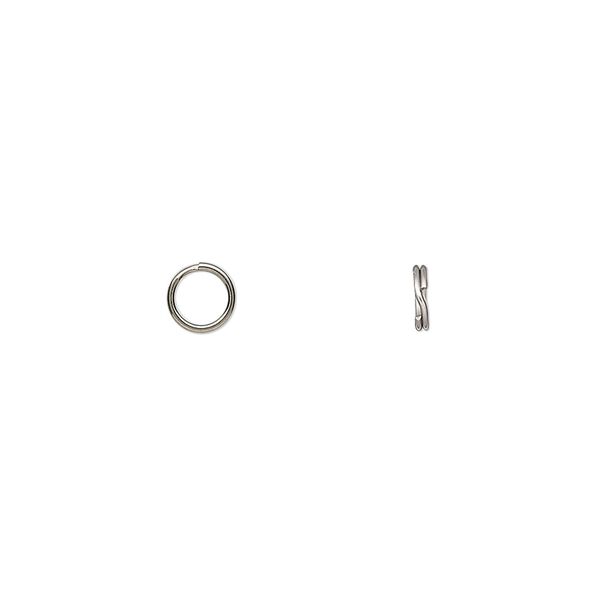 Split ring, stainless steel, 5mm round. Sold per pkg of 50. image number 0