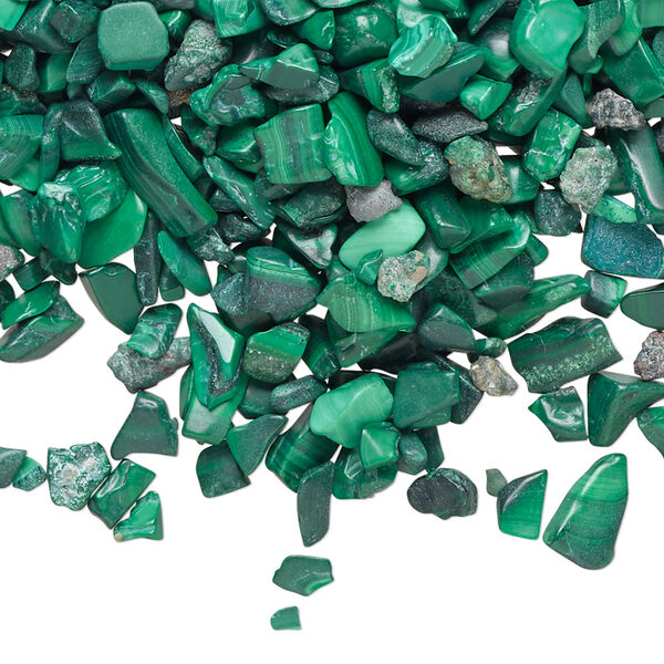 Inlay chip, malachite (natural), mini undrilled tumbled polished chip, Mohs hardness 3-1/2 to 4. Sold per 1-pound pkg. image number 0