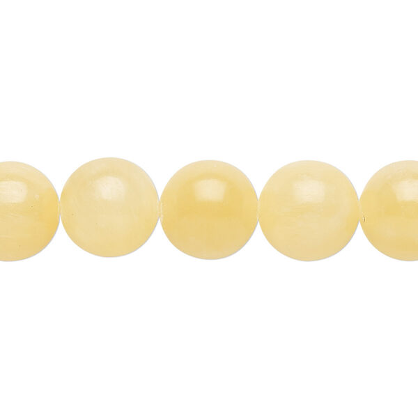 Bead, yellow calcite (stabilized / coated), 10mm round, B grade, Mohs hardness 3. Sold per 15-1/2" to 16" strand. image number 0