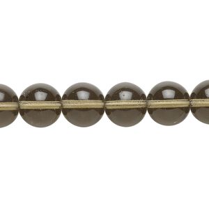 Bead, Czech glass druk, transparent smoke, 10mm round. Sold per 15-1/2" to 16" strand.