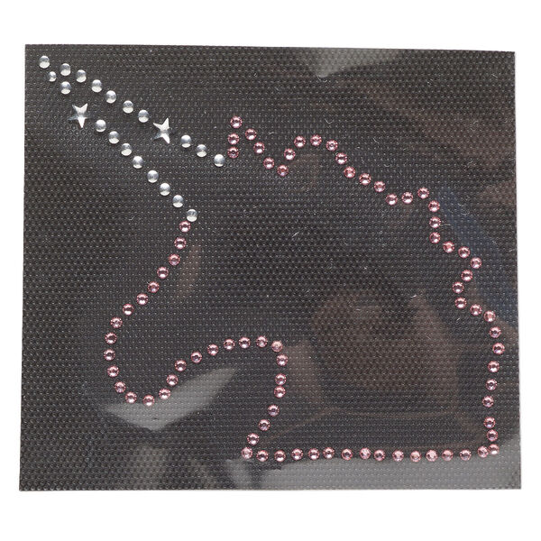 Transfer, crystal / adhesive / aluminum, pkg/1, 4x3.5 inch iron-on unicorn, silver and pink. image number 0