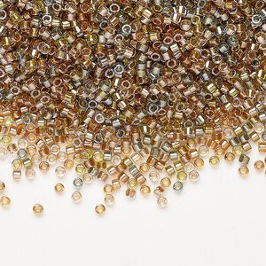 Seed bead, Miyuki Delica®, glass, pkg/250g, #11 round, transparent inside dyed color metallic mixed colors (DB0981).