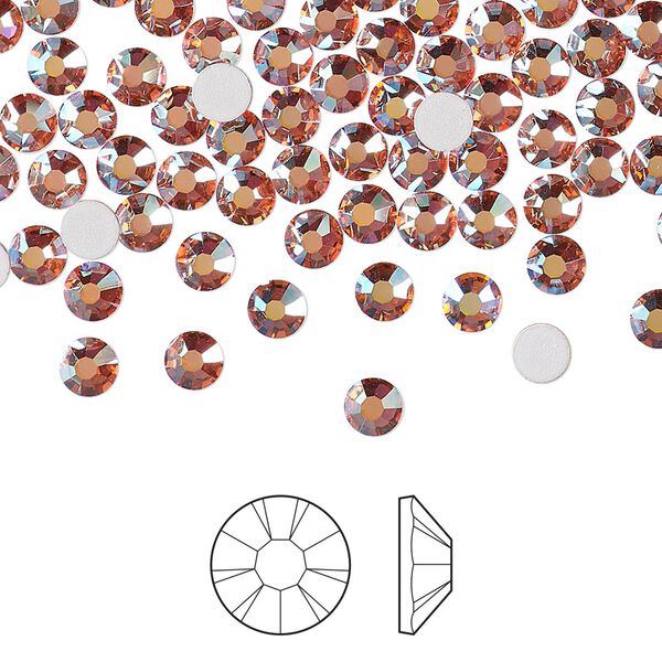 Flat back 144pk rose peach AB foil back, Preciosa MAXIMA Czech crystal rhinestone 3.8-4mm chaton rose round SS16 image number 0