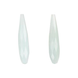 Amazonite 1pkg2, hand-cut half-drilled faceted teardrop bead natural 28x6mm