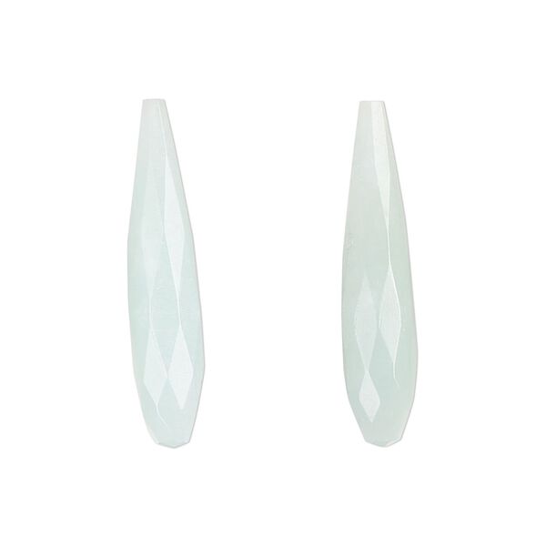 Amazonite 1pkg2, hand-cut half-drilled faceted teardrop bead natural 28x6mm image number 0