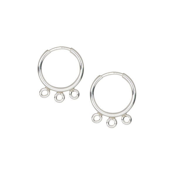 Earring hoop 1pkg2 sterling silver, 12mm / endless / 3 closed bottom loop, 21 gauge 1 pair image number 0