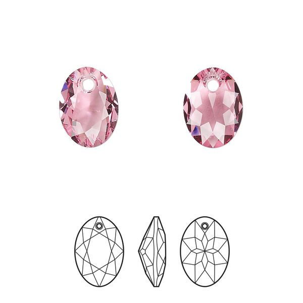 Drop 2pk rose, Crystal Passions® 11.5mm pendant elliptic cut 6438 image number 0