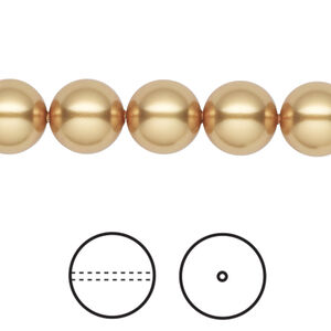 Pearl 1pkg100 royal gold, Swarovski®, 10mm round 5810