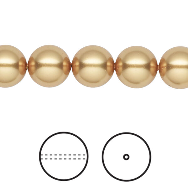 Pearl 1pkg100 royal gold, Swarovski®, 10mm round 5810 image number 0