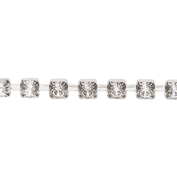 Cupchain, Vintage Crystal™, imitation rhodium-plated brass, crystal clear, 4.6mm round. Sold per 1-meter section. image number 0