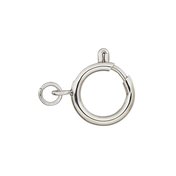 Clasp, springring, stainless steel, 14mm with open loop and jump ring. Sold per pkg of 2. image number 0