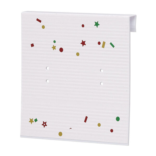Earring card, paper, white with rainbow confetti, 2x2-inch square. Sold per pkg of 100. image number 0