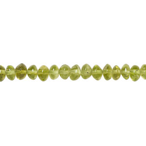 Peridot 1pkg1, hand-cut saucer bead natural, 13 inch 4x2mm-5x4mm