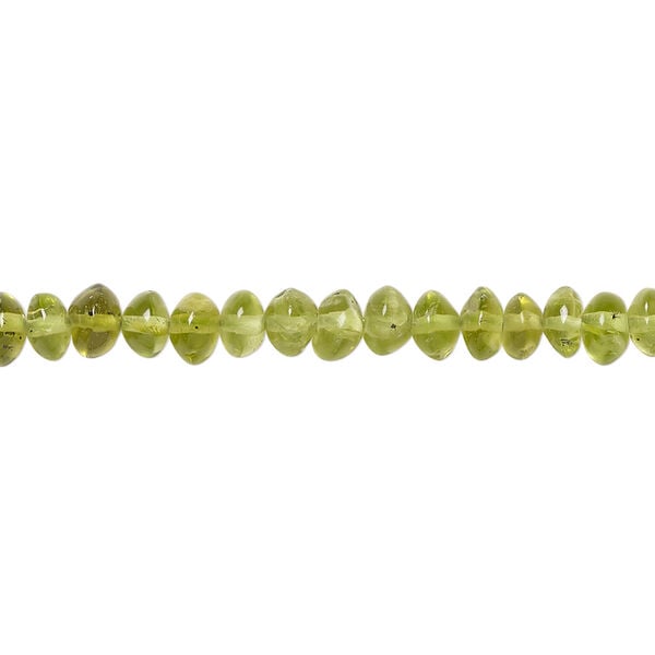 Peridot 1pkg1, hand-cut saucer bead natural, 13 inch 4x2mm-5x4mm image number 0