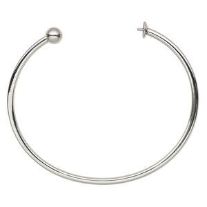 Bracelet component, cuff, stainless steel, 8 inches with 6mm cup and 2.5mm peg, fits 6mm half-drilled round bead. Sold individually.