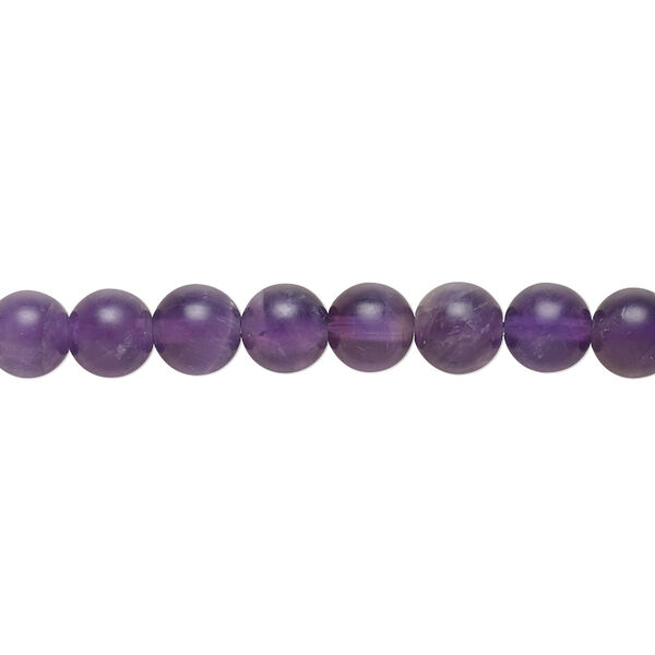 Bead, amethyst (natural), matte, 6mm round, B grade, Mohs hardness 7. Sold per 8-inch strand, approximately 30 beads. image number 0