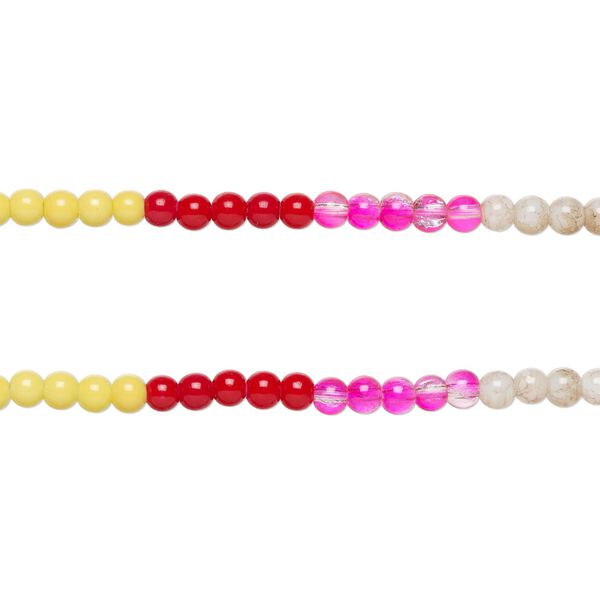 Bead, glass, translucent-mixed colors, 8-8.5mm round. Sold per pkg of (2) 7-inch strand, approximately 50 beads. image number 0