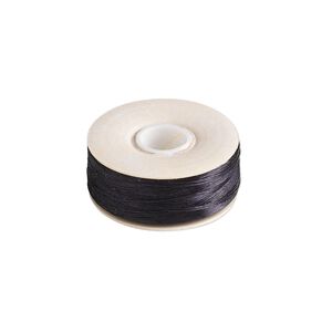 Thread, Nymo®, nylon, black, size OO. Sold per 110-yard bobbin.
